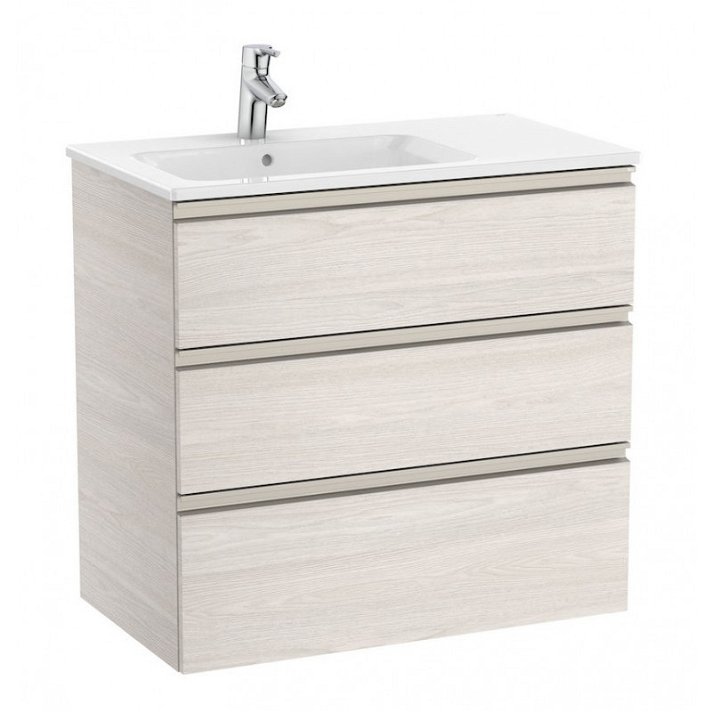 Mueble de baño de 80 cm de ancho con lavabo izquierdo color fresno Unik The Gap Roca