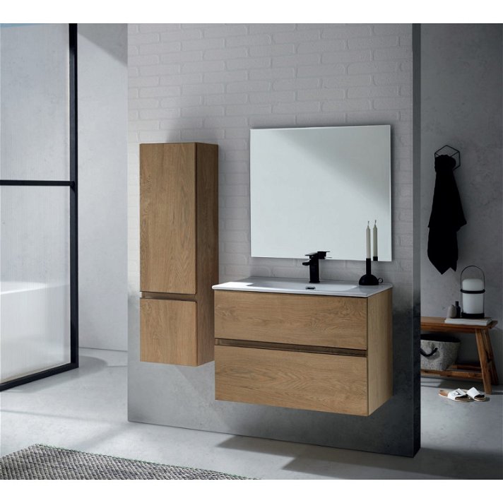 Set di mobile da bagno fabbricato in MDF con piano e lavabo integrato 60 cm Hana Sanchis