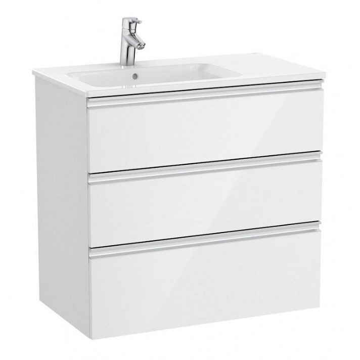 Mueble de baño de 80 cm con lavabo izquierdo color blanco brillo Unik The Gap Roca