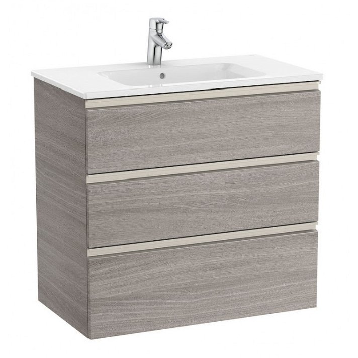 Mueble de baño de 80 cm de ancho con lavabo central color roble Unik The Gap Roca