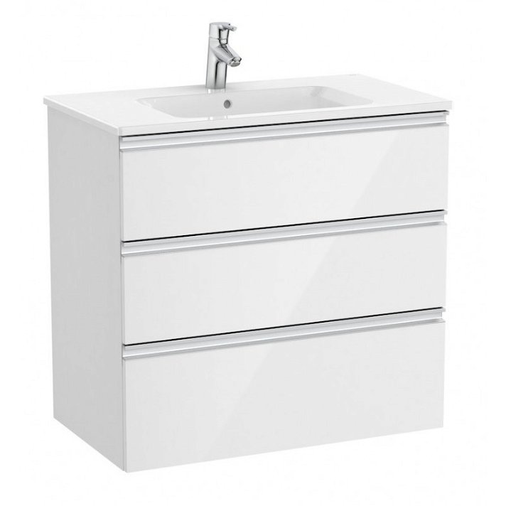 Mobile da bagno di 80 cm con lavabo centrale in colore bianco lucido Unik The Gap Roca