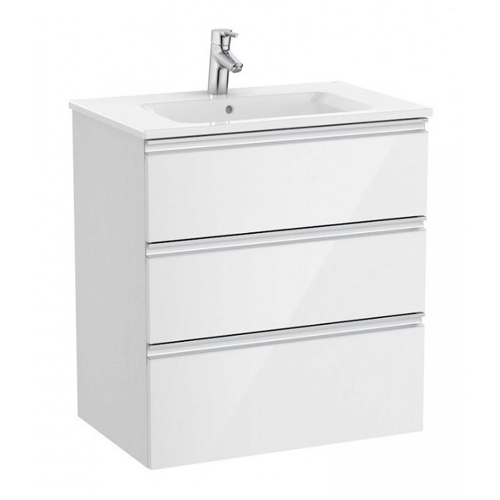 Mueble de baño de 70 cm con lavabo central en color blanco brillo Unik The Gap Roca