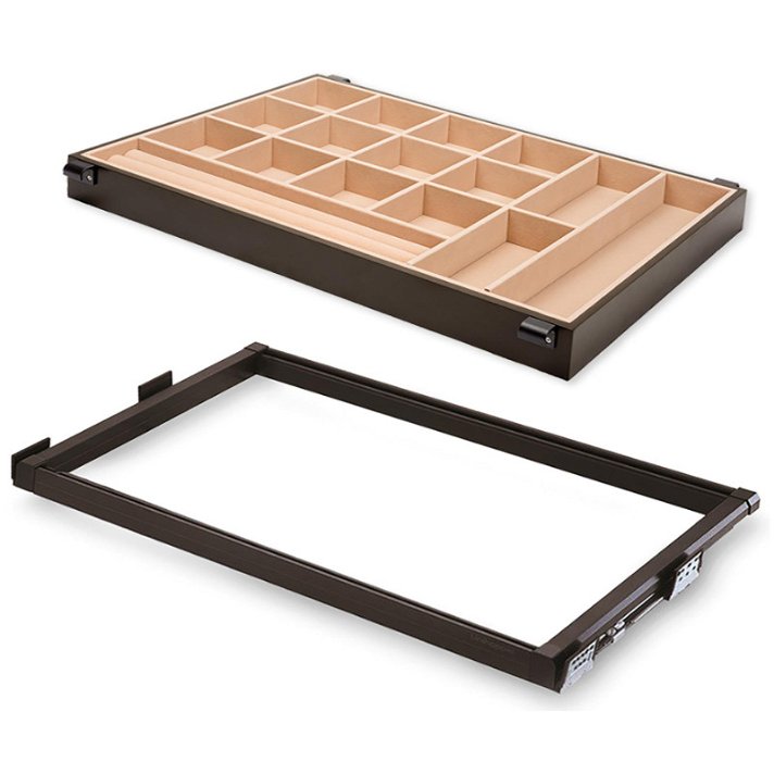 Kit tiroir organisateur amovible pour armoire de 48,3 cm de large de couleur moka Emuca