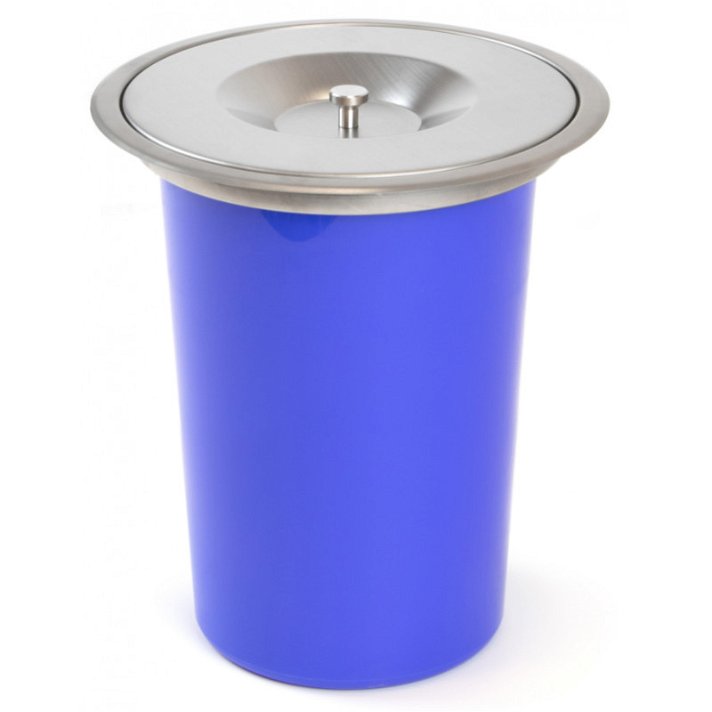 Poubelle à encastrer sur plan de 8 litres en acier inoxydable et en plastique de couleur bleue Recycle Emuca