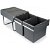 Double recycling bin made of plastic and steel with anthracite grey finish Emuca