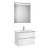 Móvel para casa de banho de duas gavetas com lavatório central e espelho LED de 70 cm Branco brilhante Pack The Gap Roca
