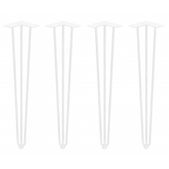 Set of 4 legs for 71 cm high tables made of steel in white Hairpin Emuca