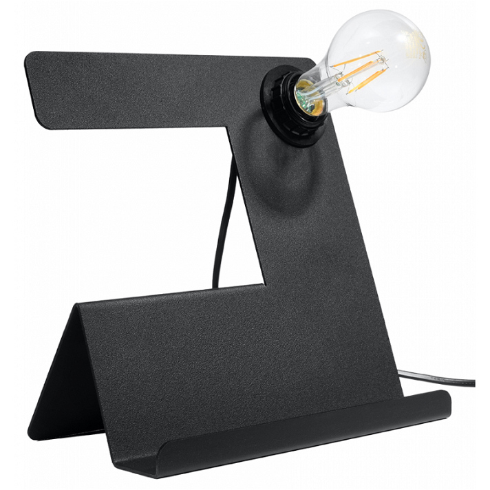 Lámpara de mesa fabricada en acero con un diseño moderno de color negro Incline Sollux