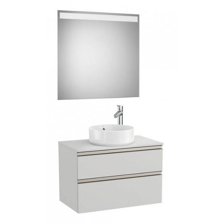 Mueble de baño con lavabo de 80 cm con espejo LED color gris ártico Pack The Gap Roca