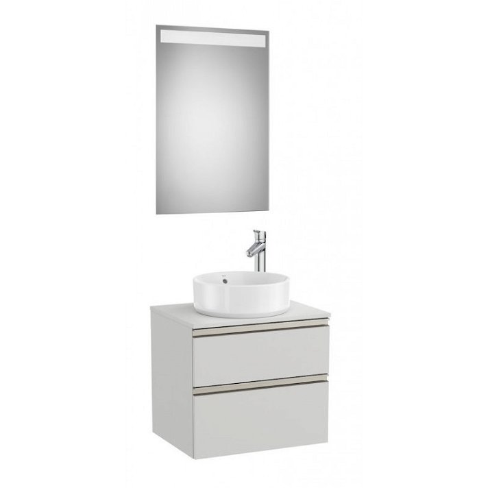 Mueble de baño con lavabo de 60 cm con espejo LED color gris ártico Pack The Gap Roca