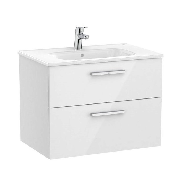 Mobile da bagno di 70 cm con lavabo centrale colore bianco lucido Unik Victoria Roca