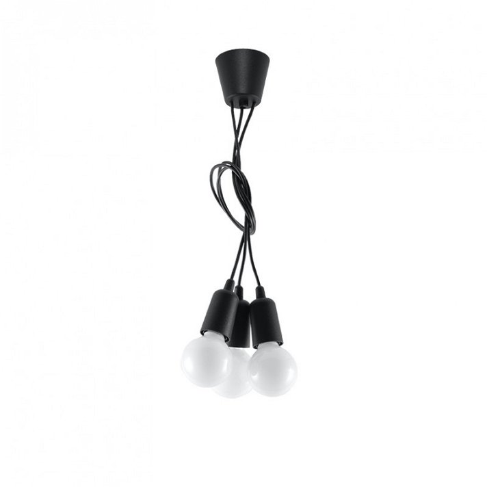 Lámpara de diseño colgante fabricada en PVC resistente con un acabado negro Diego 3 Sollux