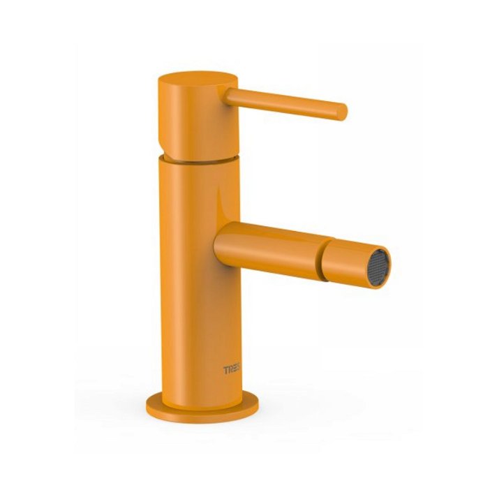 Robinet mitigeur pour bidet avec bec de 15 cm de haut et poignée fabriqué en laiton de couleur ambre Study TRES