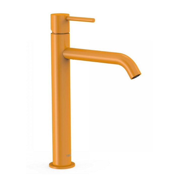 Robinet mitigeur de lavabo avec bec haut de 30 cm fabriqué en laiton avec finition de couleur ambre M Study TRES