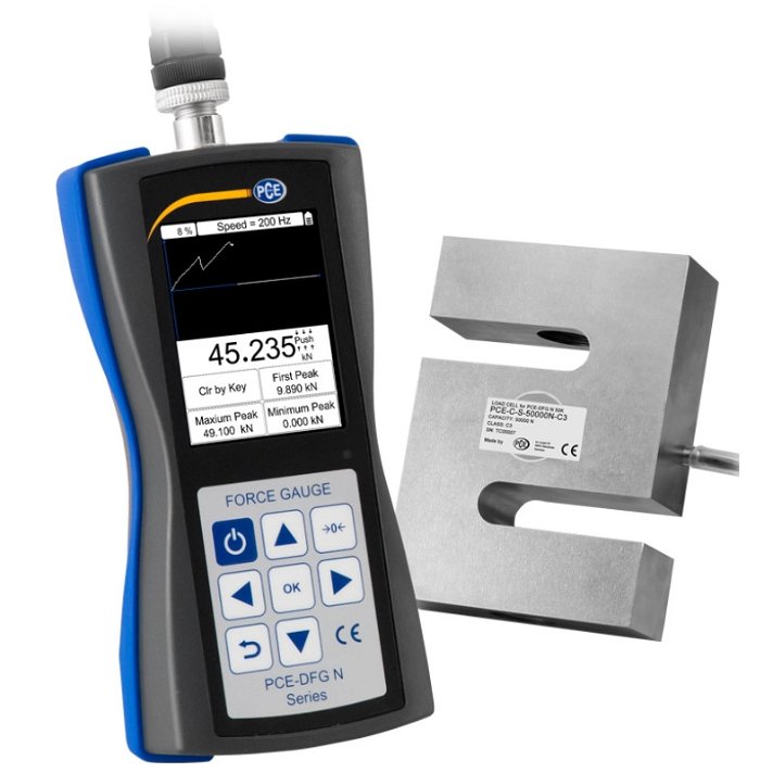 Dinamómetro con pantalla LCD y certificación de calibración opcional N 50000 PCE Instruments