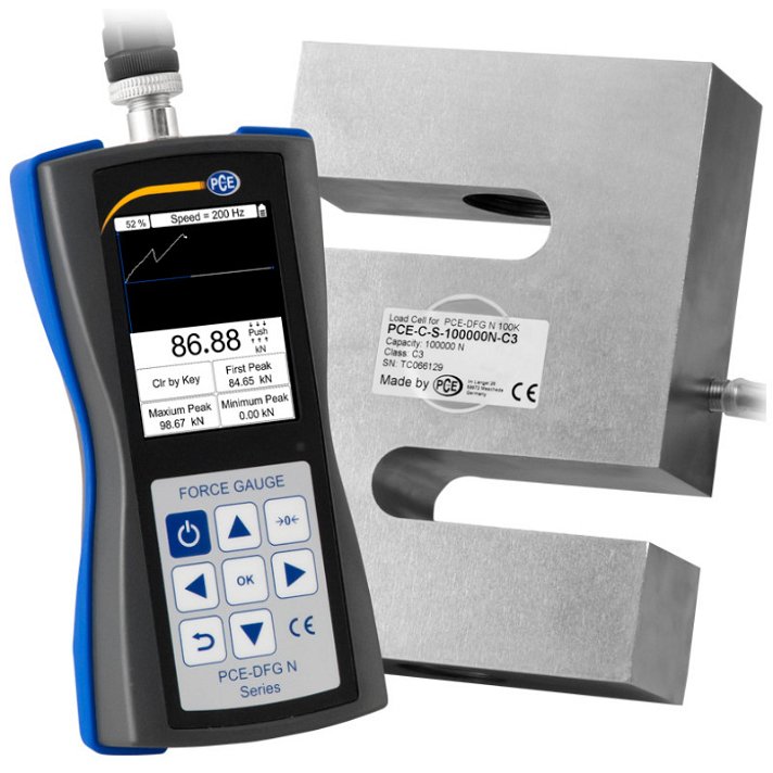 Dinamómetro con pantalla LCD y certificación de calibración opcional N 100000 PCE Instruments