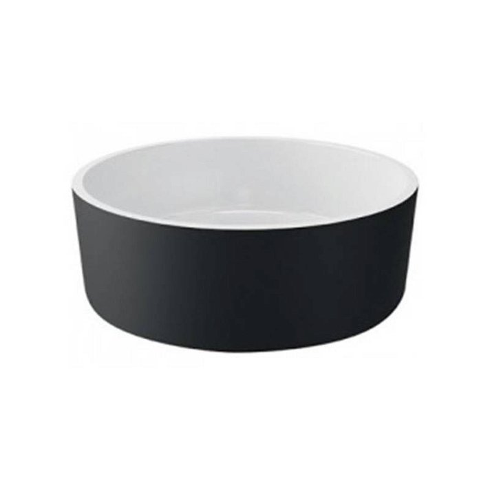 Lavatório de design circular de 45 cm fabricado em porcelana com acabamento cor preta Round Unisan
