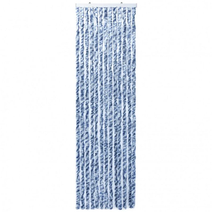 Blue and white chenille mosquito net curtain Vida XL