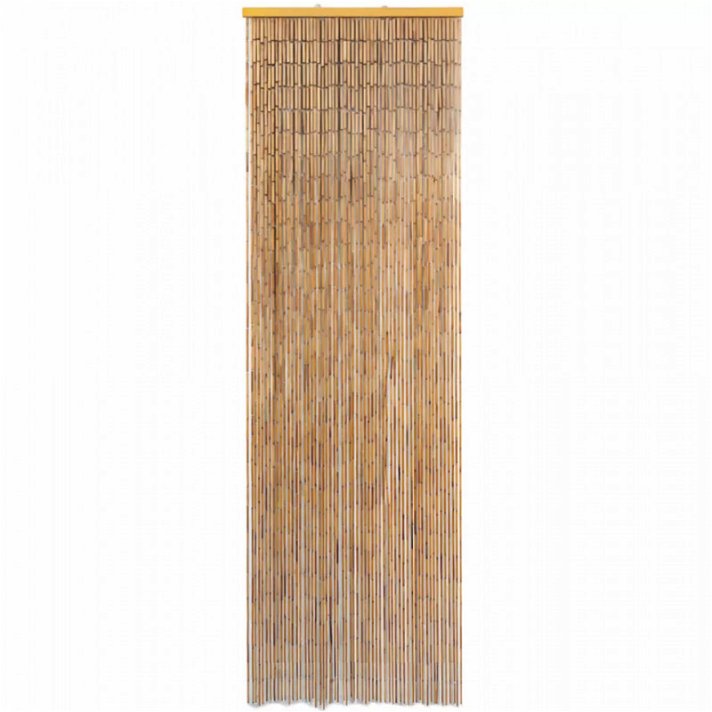 Cortina de porta feita de caules de bambu unidos por uma vara de madeira Vida XL