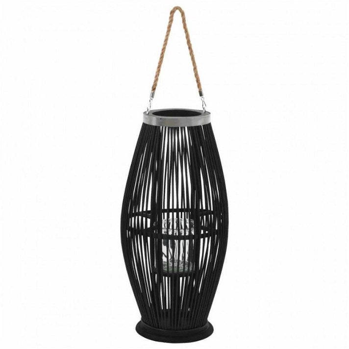 Soporte colgante para velas hecho de bambú con diseño romántico en color negro de 29x60 cm Vida XL