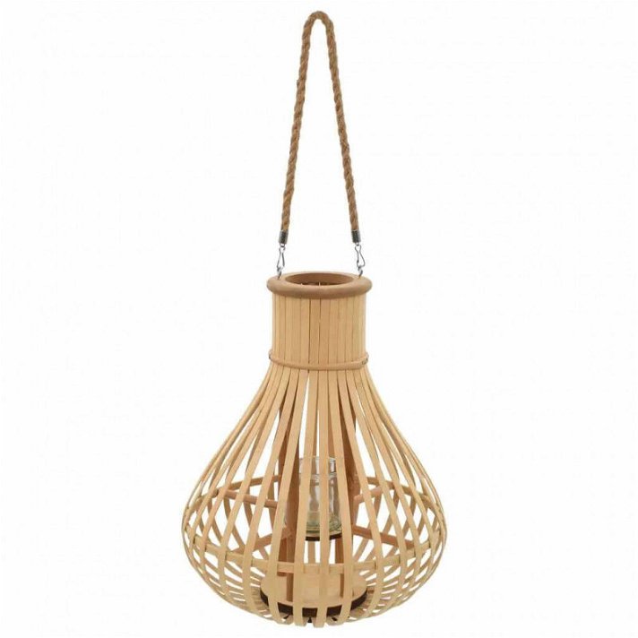Soporte colgante para velas hecho de bambú con diseño romántico en color beige Vida XL