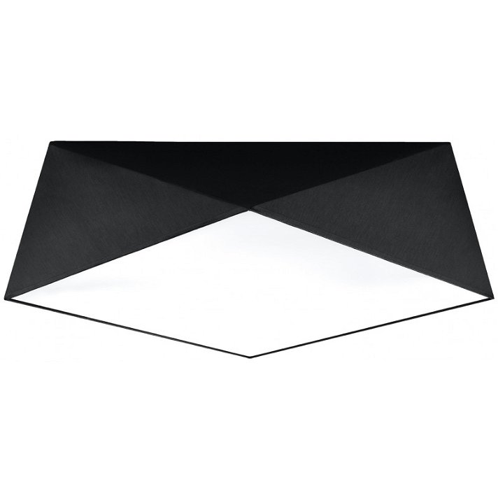Aplique minimalista de techo fabricado en PVC resistente de color negro Hexa 45 Sollux