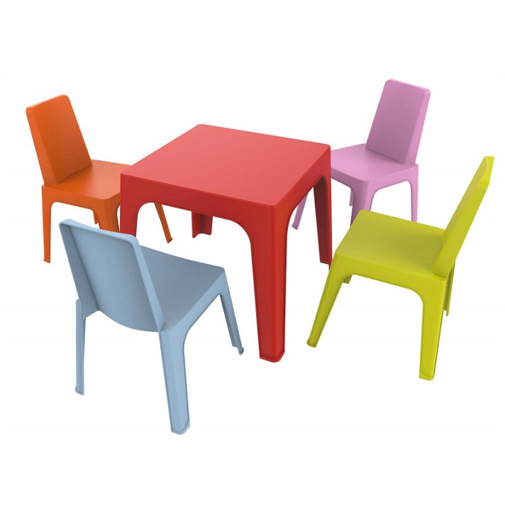 Set per bambini da 1 tavolo e 4 sedie adatto per esterni con finitura multicolore 1 Julieta Resol