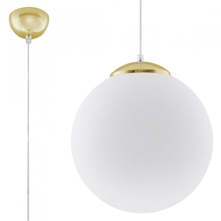 Lampe à suspendre au plafond en verre et acier finition blanc et or Ugo 30 Sollux