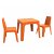 Set infantil de 1 mesa y 2 sillas aptas para exterior con acabado en color naranja Julieta Resol