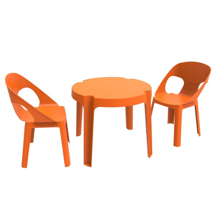 Lot pour enfants en polypropylène avec 1 table et 2 chaises finition orange Rita Resol