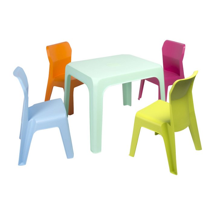 Ensemble pour enfants 1 table et 4 chaises en polypropylène et finition multicolore 2 Jan de Resol