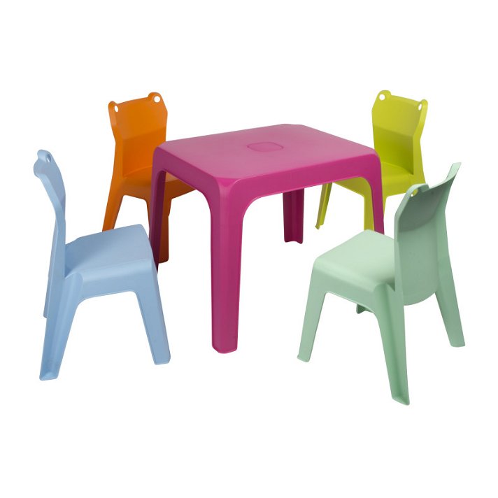Ensemble pour enfants 1 table et 4 chaises pour extérieur avec finition multicolore 1 Janfrog Resol
