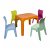 Lot pour enfants pour extérieurs avec 1 table orange et 4 chaises multicolores 3 Janfrog Resol