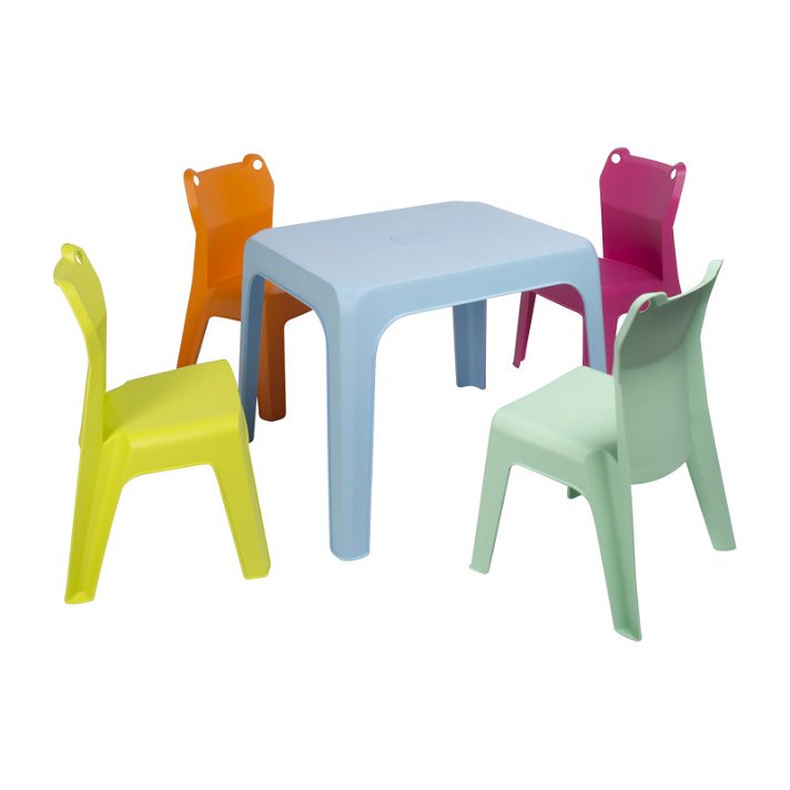 Conjunto infantil de 1 mesa y 4 sillas para exterior con acabado multicolor 5 Janfrog Resol