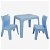 Set per bambini adatto per uso esterno con 1 tavolo e 2 sedie finitura colore azzurro Janfrog Resol