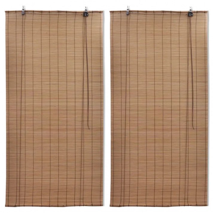Pack de persianas enrollables de bambú marrón Vida XL