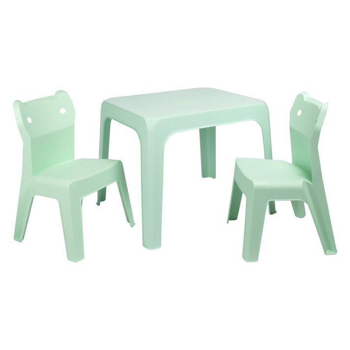 Lot pour enfants 1 table et 2 chaises pour extérieur vert d'eau Jancat Resol