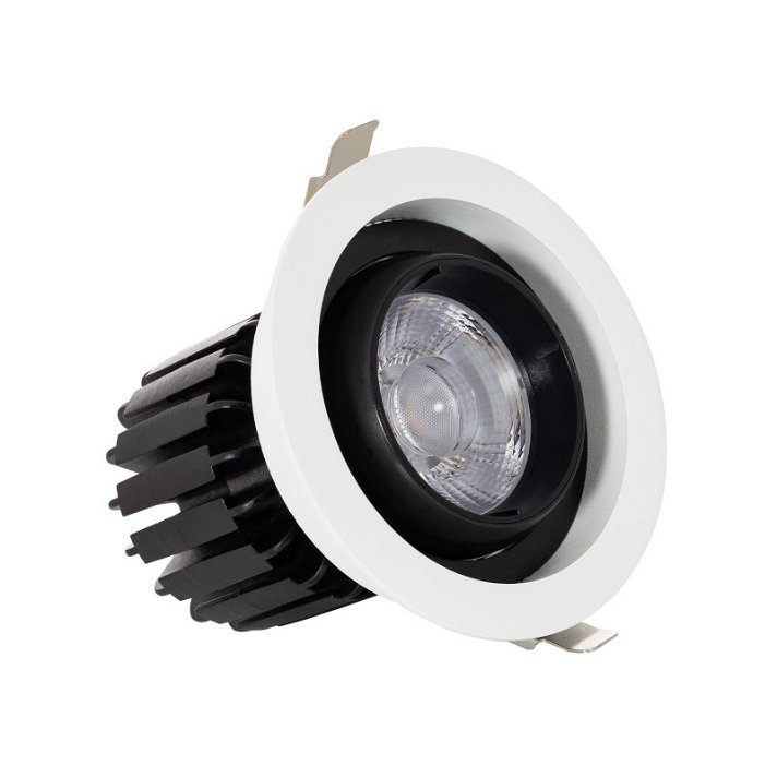 Foco LED circular direccionable de 18 W fabricada en aluminio en color blanco y negro Moonled