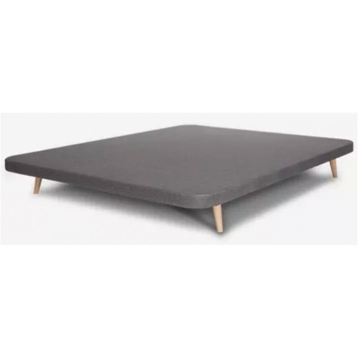 Base tapizada para el colchón color gris de madera con cuatro patas de 19 cm de alto Morfeo