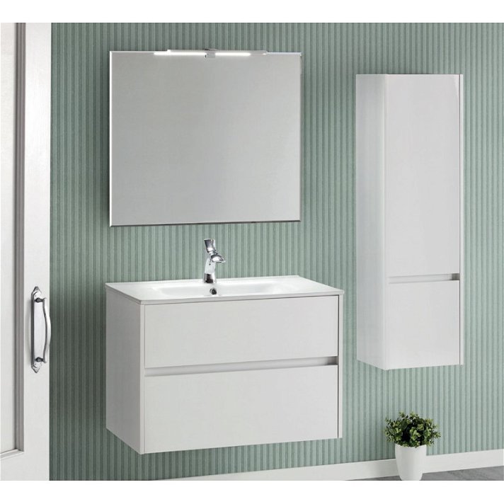 Pack mueble de baño con lavabo integrado blanco brillo 60 cm de ancho modelo Deco Line Sanchis