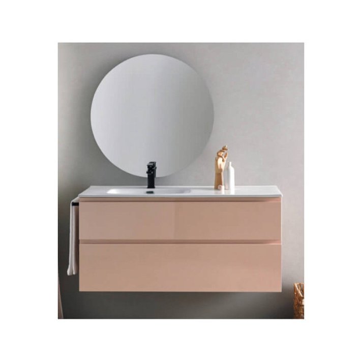Conjunto mueble de baño con encimera blanca espejo y toallero de 120cm Nice Sanchis