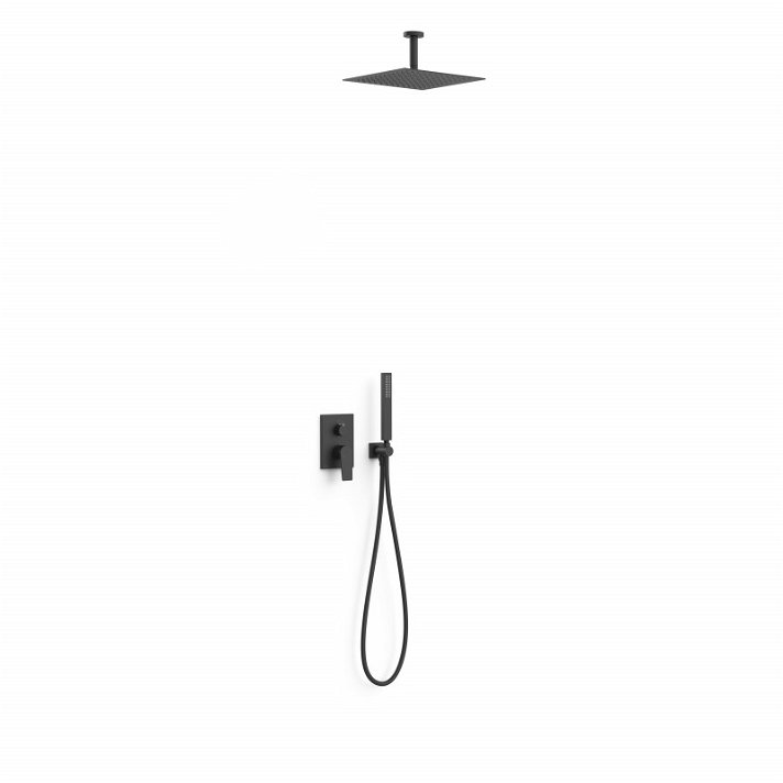 Kit de douche mitigeur à encastrer à deux voies fabriqué en laiton avec finition de couleur noir mat Project TRES
