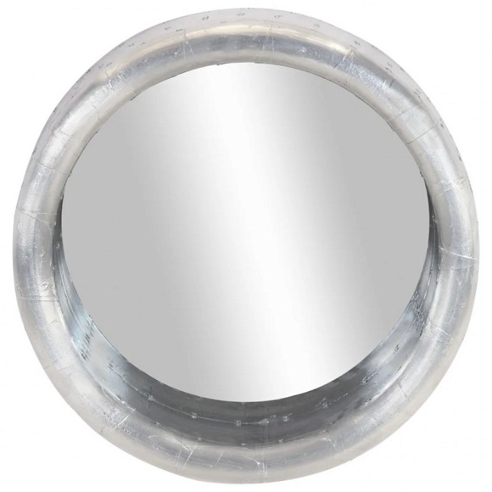 Espejo circular con diseño aviador con tornillos vistos hecho de metal con acabado plateado Vida XL