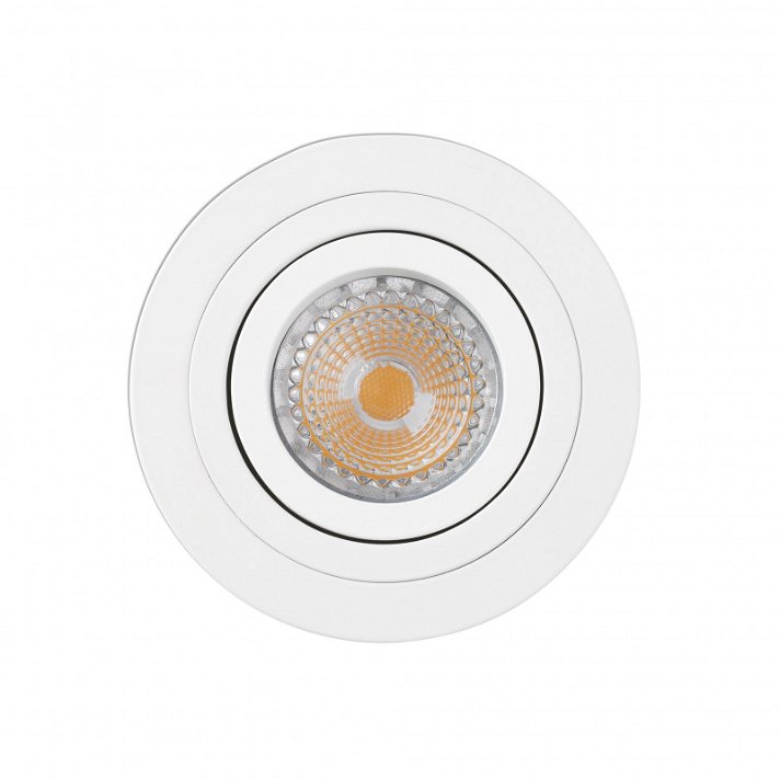 Faro para empotrar de forma circular de 92 mm de diámetro con foco orientable fabricado de aluminio blanco Radón-r Faro
