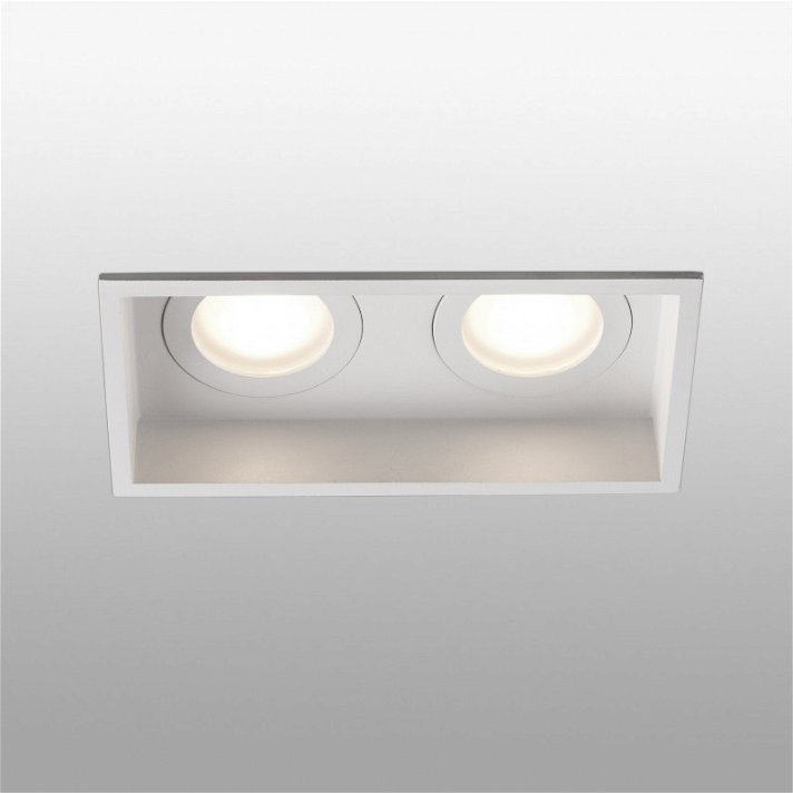 Double spot à encastrer avec deux lumières LED GU10 de 8 W de forme carrée fabriqué en métal Hyde Faro