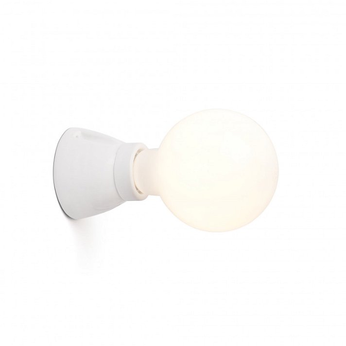 Aplique con luz LED E27 fabricado con cerámica con acabado en color blanco brillante Kera Faro