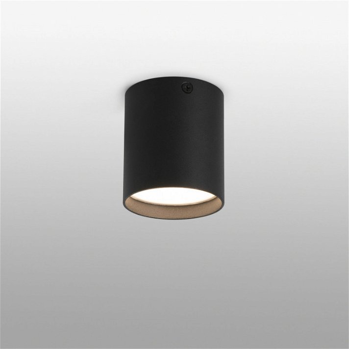 Aplique con luz MD LED de 6 W fabricado de aluminio y policarbonato con acabado en color negro Haru Faro