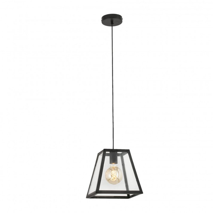 Lámpara colgante con luz LED E27 de 15 W fabricada de metal con acabado de color negro Rose-1 Faro