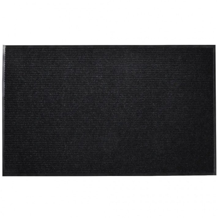 Felpudo rectangular de entrada fabricado en poliéster y PVC de color negro Vida XL