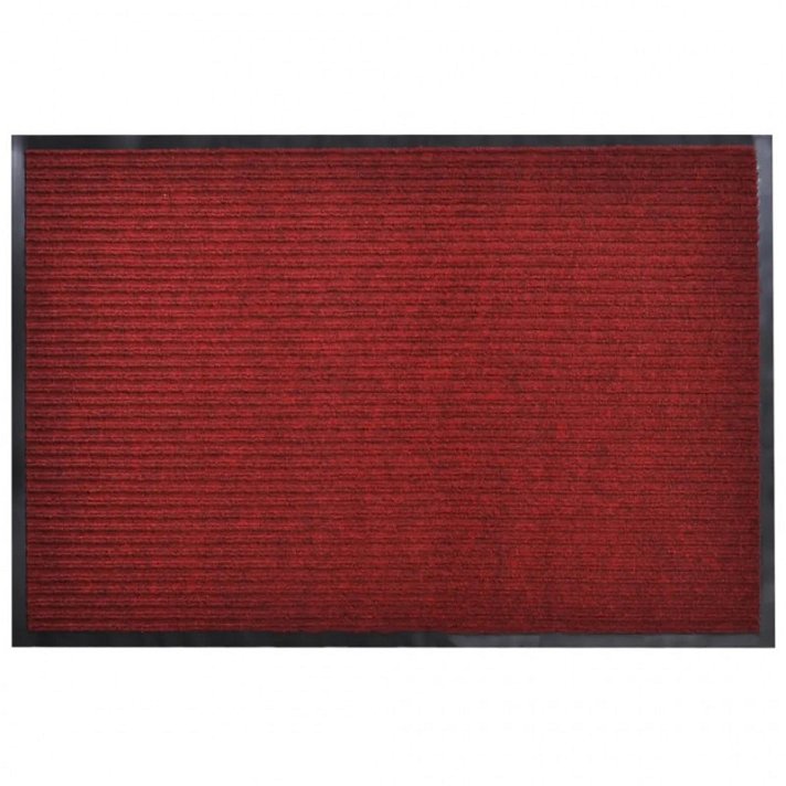 Felpudo de entrada rectangular fabricado en poliéster y PVC de color rojo Vida XL